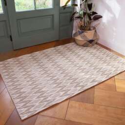 Natural Stripe Woven Sustainable Recycled Cotton Rug - Aden - Kendall - 120cm x 170cm