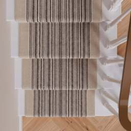 Cream Beige Stripey Stair Carpet Runner - Cut to Measure - Scala - 1ft