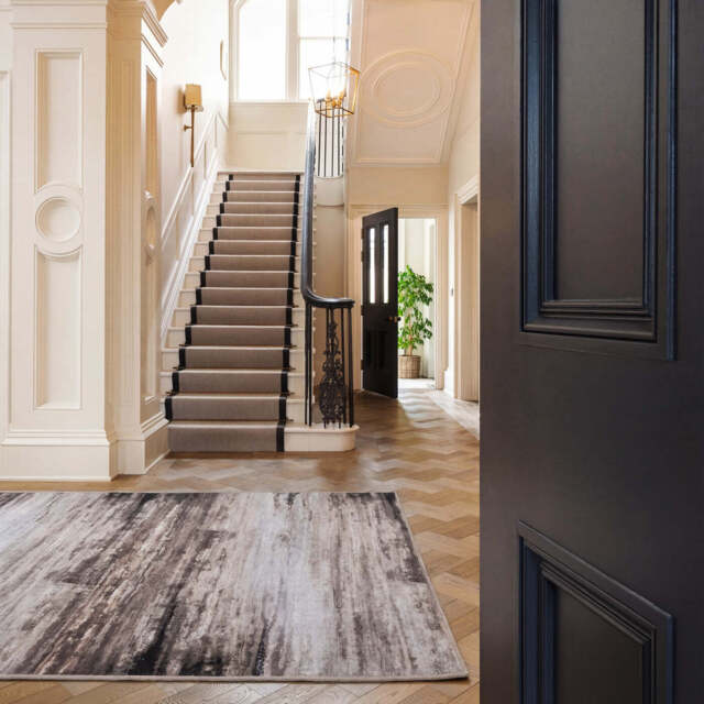 Soft Washable Brown Abstract Rug - Taron - Soft Washable - 80cm x 150cm