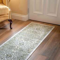 Oriental Bordered Green Floral Hall Runner Rug - Catalina - 60cm x 240cm Runner