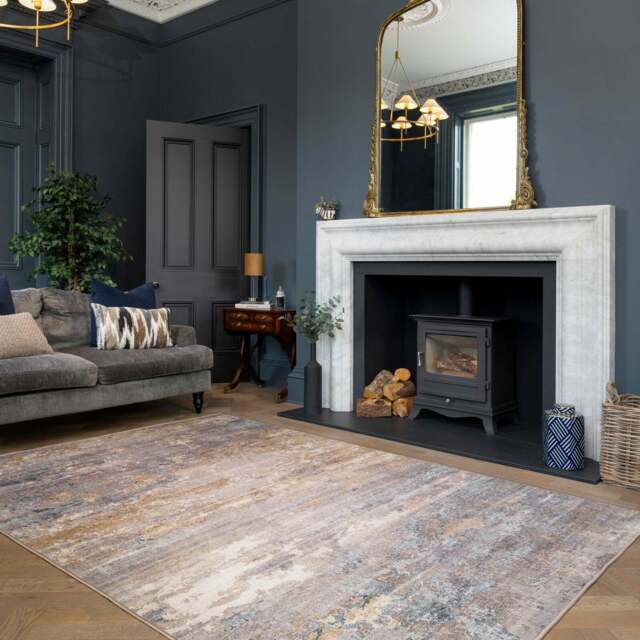 Soft Washable Brushed Gold Rug - Millie - Soft Washable - 80cm x 150cm