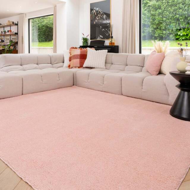 Soft Washable Blush Pink Shaggy Rug - Washable Shaggy - 80cm x 150cm