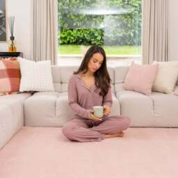 Soft Washable Blush Pink Shaggy Rug - Washable Shaggy - 80cm x 150cm