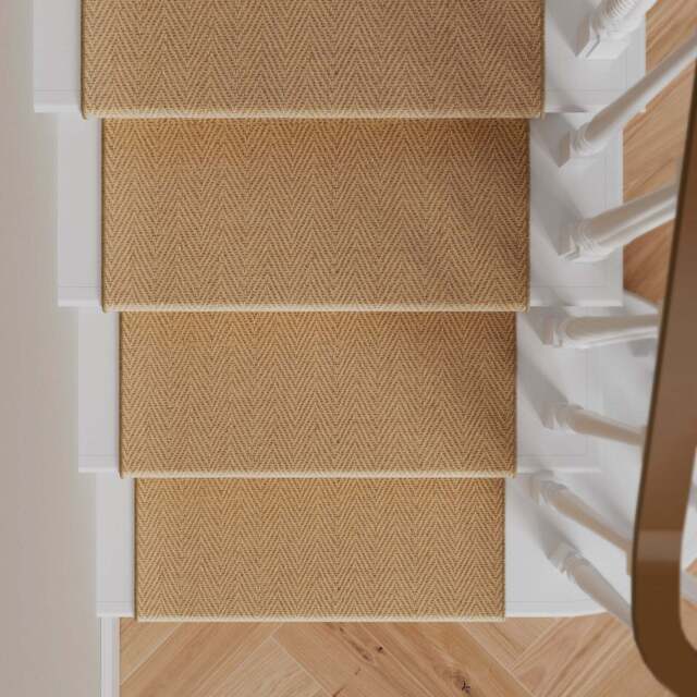 Light Jute Chevron Stair Carpet Runner - Juliette -