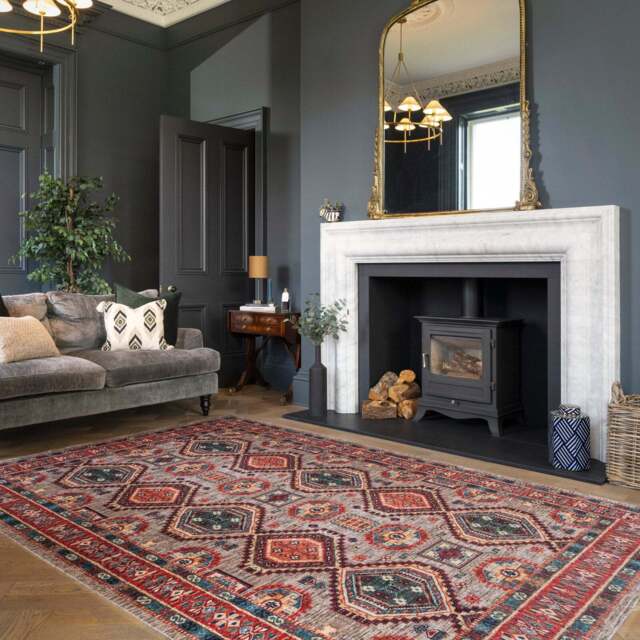 Washable Multicolour Persian Style Rug - Rani - Velvet - 80cm x 150cm