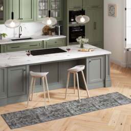 Flatwoven Washable Distressed Green Runner - Kale - Renuu - 60cm x 240cm Runner
