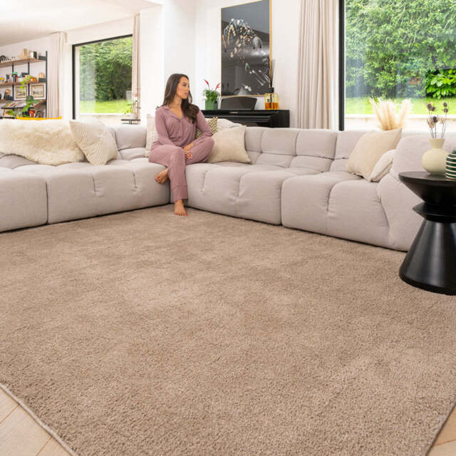 Soft Washable Beige Shaggy Rug - Washable Shaggy - 80cm x 150cm