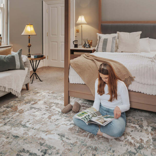 Soft Blue Grey Painted Canvas Runner Rugs - Artist - Riviera - 60cm x 240cm Runner