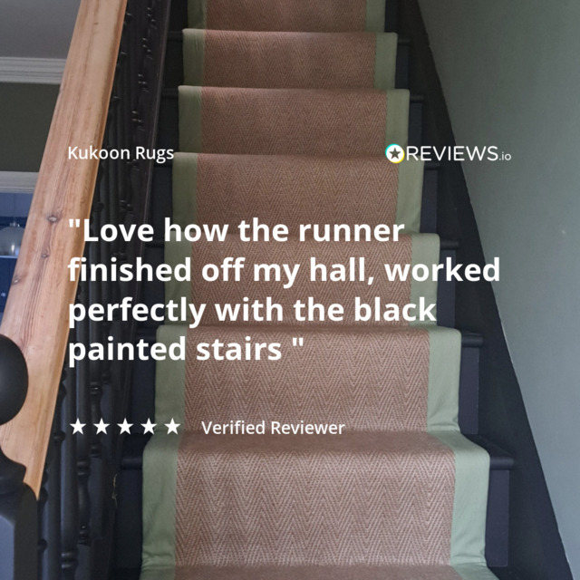Green Jute Border Stair Carpet Runner - Juliette Green - Juliette -
