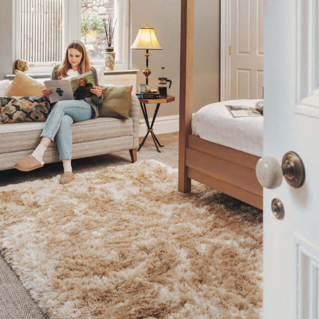 Plush Soft Cream Shaggy Area Rug - Zia - Zia - 120cm x 170cm