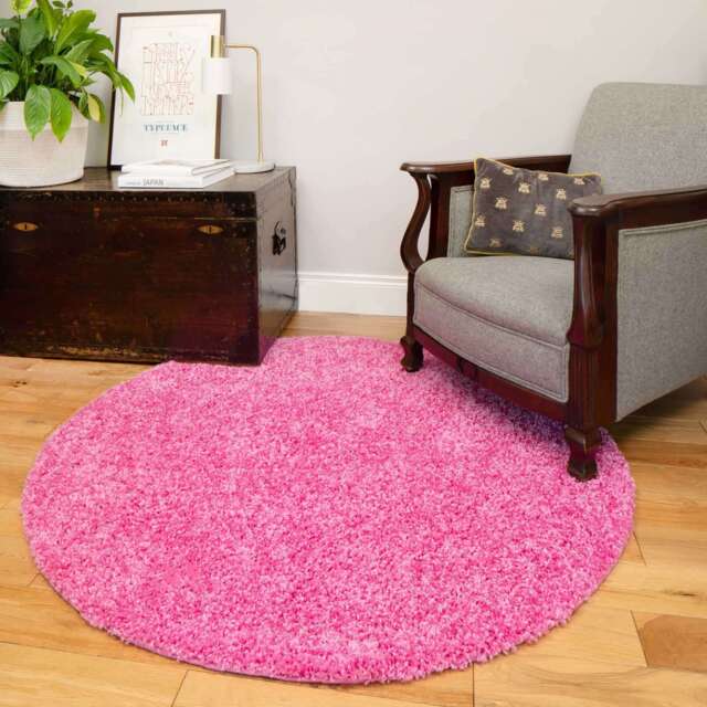 Barbie Pink Shaggy Circle Rug - Vancouver - 135cm x 135cm Circle