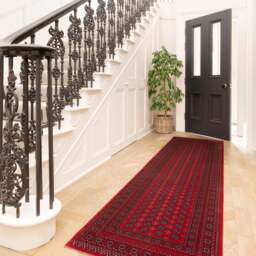 Washable Bokara Red Persian Style Runner - Mira - Velvet - 60cm x 240cm Runner