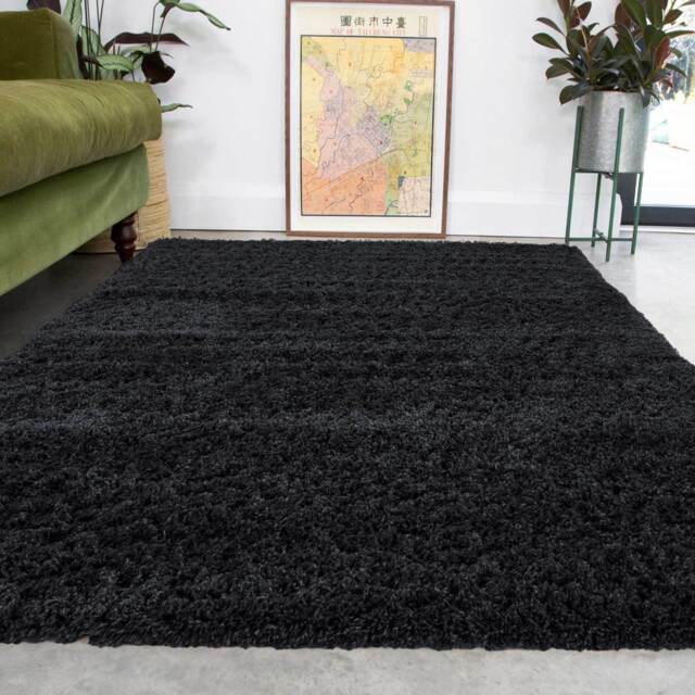 Soft Everyday Charcoal Shaggy Rug - Nore - 60cm x 110cm
