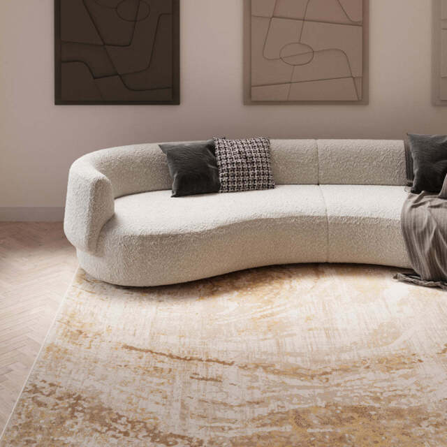 Natural Marble Beige Living Room Rug - Galaxy - Ludlow - 80cm x 150cm