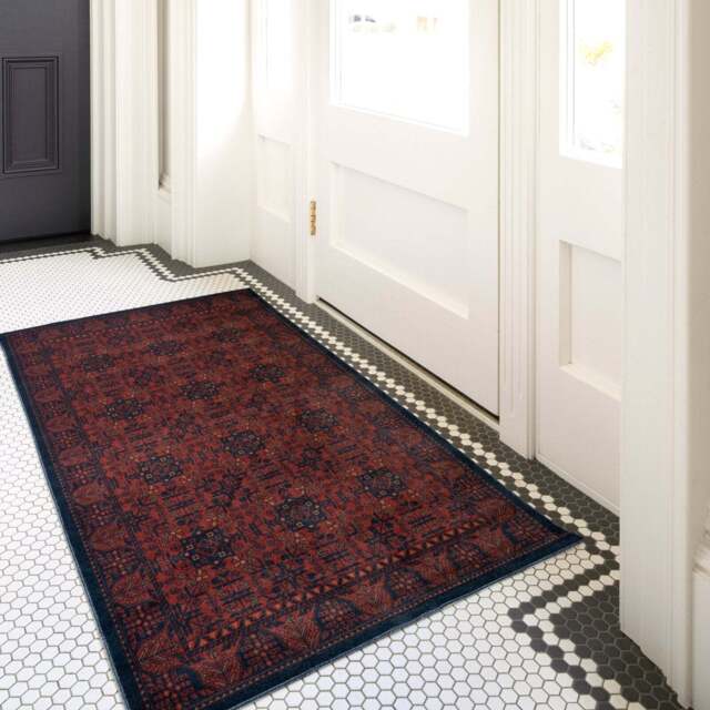 Washable Boho Persian Style Mat - Sana - Velvet - 80cm x 150cm