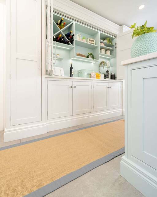 Grey Cotton Border Natural Hallway Jute Runner - Juliette - 70cm x 240cm Runner