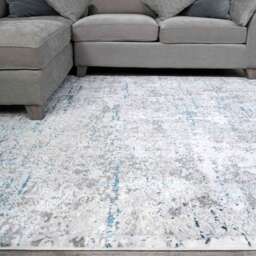 Modern Abstract Distressed Rugs Blue Grey - Tweed - Hatton - 60cm x 240cm Runner