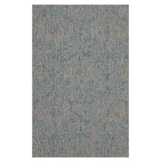 Aqua Blue Floral Outdoor Rug - Lanark - Habitat - 80cm x 50cm