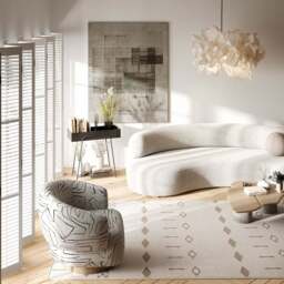 Cream Beige Boho Rug - Sachi - Milako - 80cm x 150cm