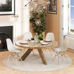 Flatwoven Washable Traditional Beige Circle Rug - Renuu - 180cm x 180cm Circle