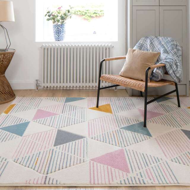 Pastel Pentagon Living Room Rug - Topaz - 80cm x 150cm