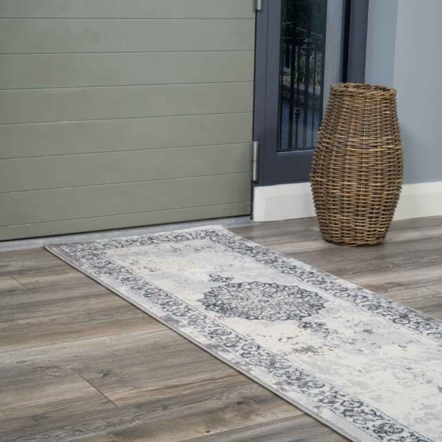 Blue Traditional Distressed Runner Rug - Hatton - 60cm x 240cm Runner