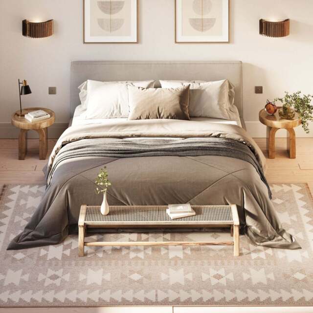 Grey Scandi Tribal Motif Rug - Bea - Flynn - 120cm x 170cm