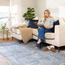 Washable Blue Geometric Rug - Plato - Everyday - 80cm x 150cm
