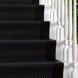 Black Bordered Stair Carpet Runner - Cut to Measure - Scala - 1ft