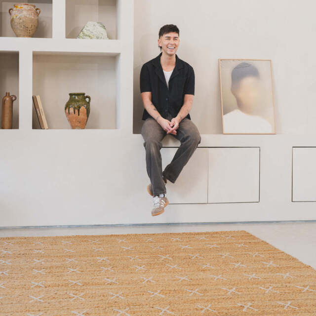 Handwoven Brown Jute Cross Stitch Rug - Callie - Peter Irvine - 120cm x 170cm