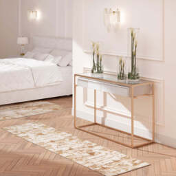 Distressed Brushstroke Beige Runner Rug - Ludlow - 70cm x 240cm Runner