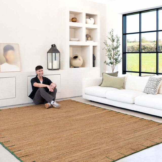 Natural Handwoven Brown Jute Framed Rug - Oakley - Peter Irvine - 120cm x 170cm