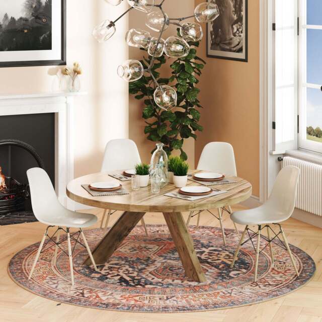 Flatwoven Washable Terracotta Distressed Circle Rug - Perla - Renuu - 180cm x 180cm Circle