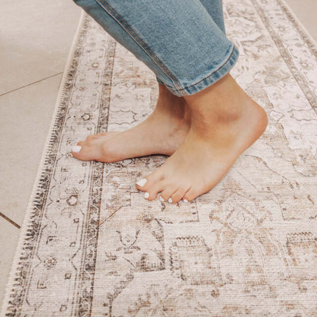 Washable Vintage Ivory Runner Rug - Margot - Renuu - 60cm x 240cm Runner