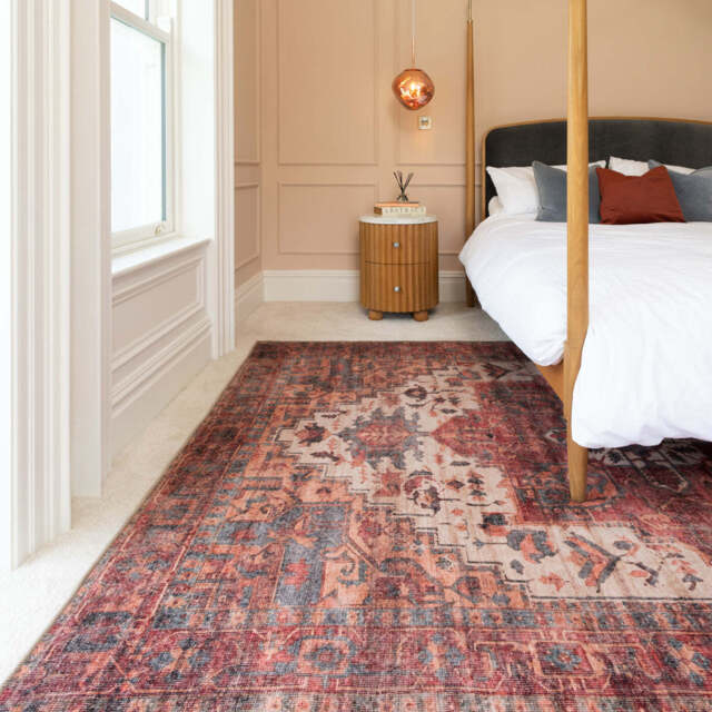 Soft Washable Red Antique Rug - Eliza - Soft Washable - 80cm x 150cm