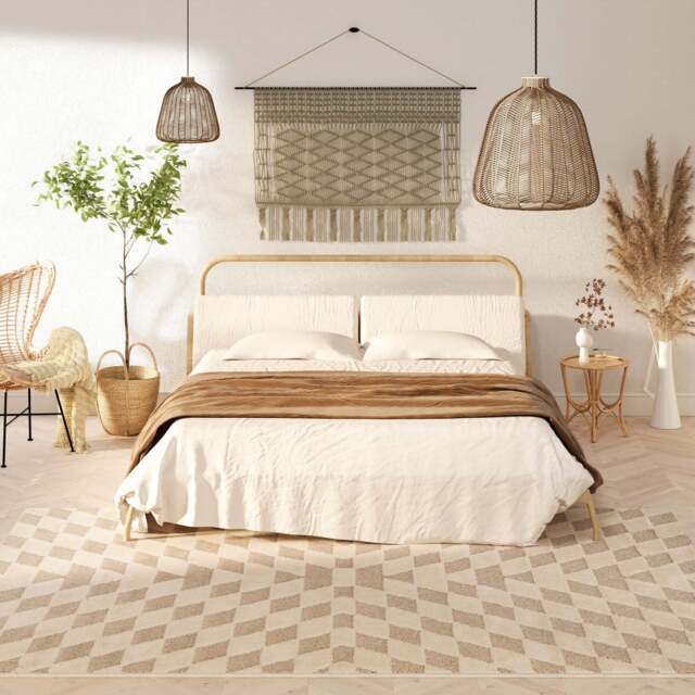 Beige White Rhombic Rug - Reva - Ashbee - 120cm x 170cm