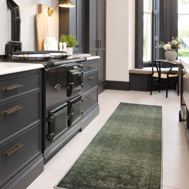 Soft Washable Green Medallion Runner - Maisie - Soft Washable - 60cm x 240cm Runner