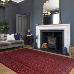 Washable Bokara Red Persian Style Rug - Mira - Velvet - 80cm x 150cm