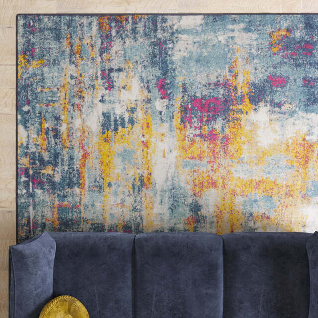 Washable Colourful Abstract Rug - Nova - Everyday - 60cm x 110cm