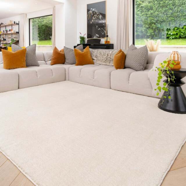 Soft Washable Light Cream Shaggy Rug - Washable Shaggy - 80cm x 150cm