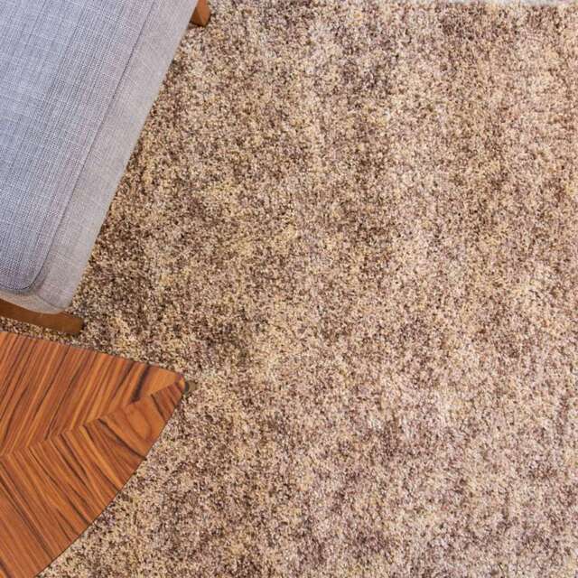 Luxurious Taupe Shaggy Living Room Rug - Alder - 80cm x 150cm