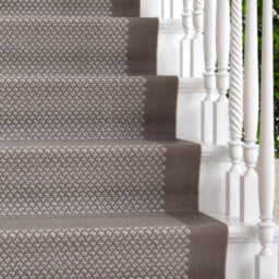 Beige Bordered Stair Carpet Runner - Cut to Measure - Scala - 1ft