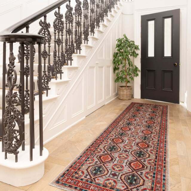 Washable Multicolour Persian Style Runner - Rani - Velvet - 60cm x 240cm Runner