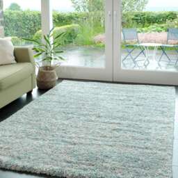 Soft Mottled Duck Egg Shaggy Area Rug - Camberley - Kinsale - 80cm x 150cm