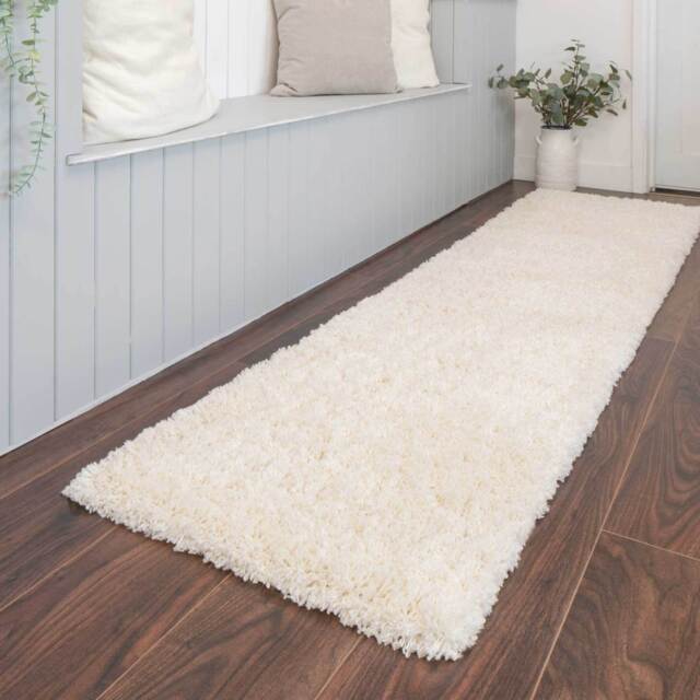 Soft Everyday Cream White Shaggy Runner Rug - Nore - 60cm x 240cm Runner