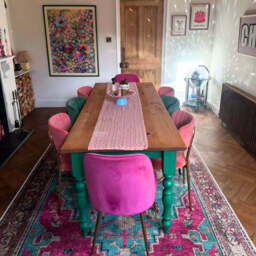Flatwoven Washable Vibrant Teal Pink Distressed Boho Rug - Clarissa - Renuu - 60cm x 110cm