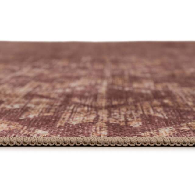 Washable Burgundy Diamond Runner - Avril - Everyday - 60cm x 240cm Runner