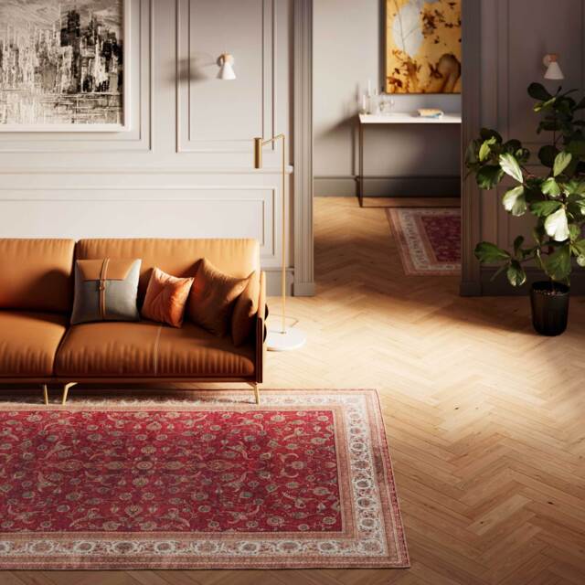 Flatwoven Washable Red Elegant Area Rug - Talia - Renuu - 120cm x 170cm