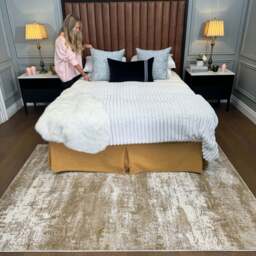 Distressed Beige Living Room Area Rug - Monroe - Ludlow - 60cm x 110cm