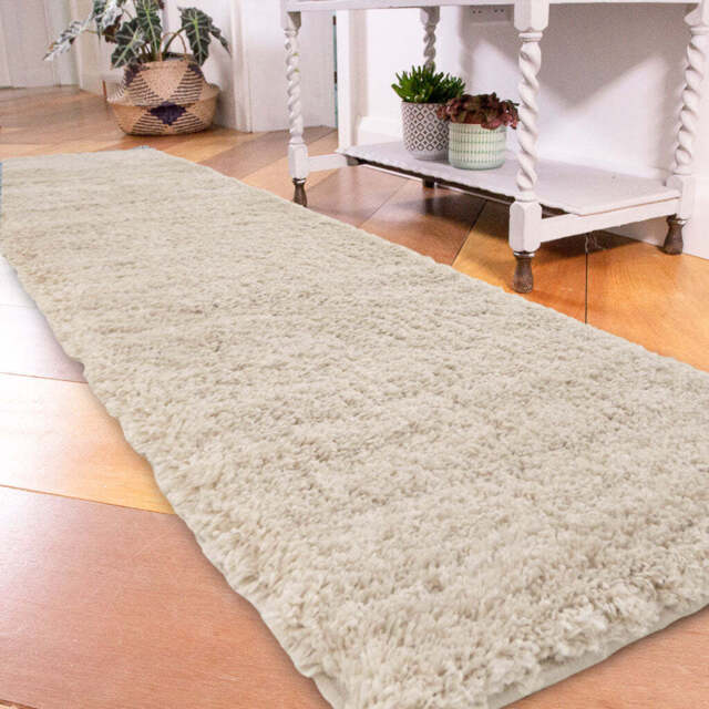 Soft Everyday Light Beige Shaggy Runner Rug - Nore -